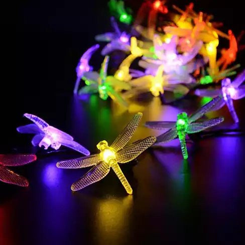 Solar Powered DragonFly LED Light String - detail