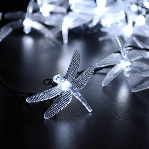 Solar Powered DragonFly LED Light String - in use
