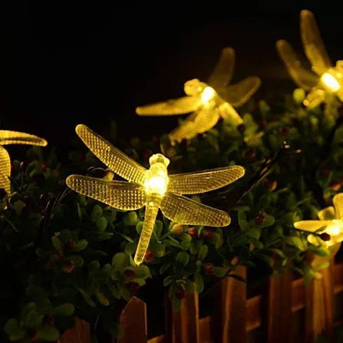 Solar Powered DragonFly LED Light String - detail