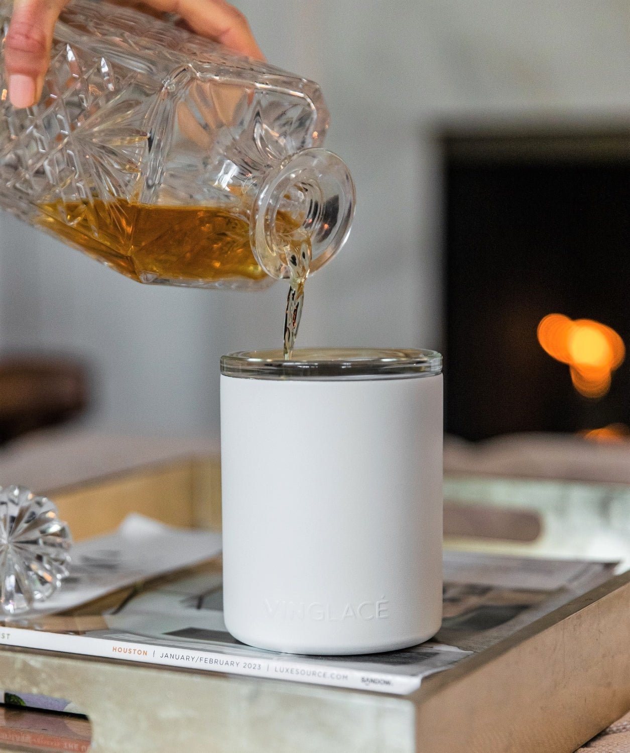 Glass Lined Whiskey Low Ball - in use
