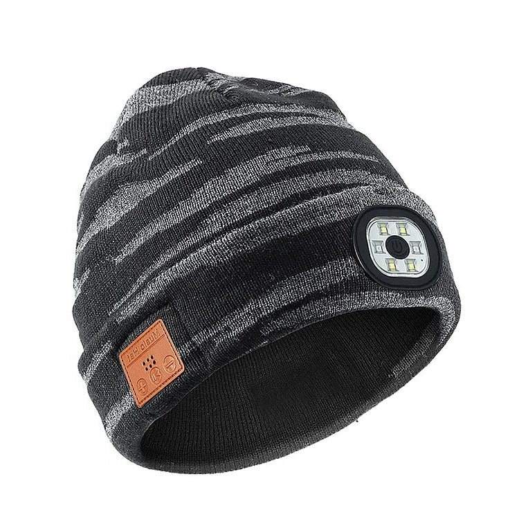 3-in-1 Bluetooth Beanie with Built-in Headphones and LED Headlamp