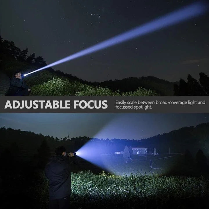90,000 Lumens XHP50.2 Rechargeable LED Flashlight with Zoom, USB - detail