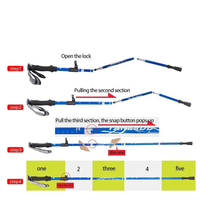 Adjustable Trekking Poles - Foldable Telescopic Pole - detail