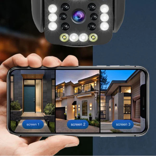 Dual Lens Outdoor Waterproof Wireless Wifi HD Triple Security Camera - alternate angle