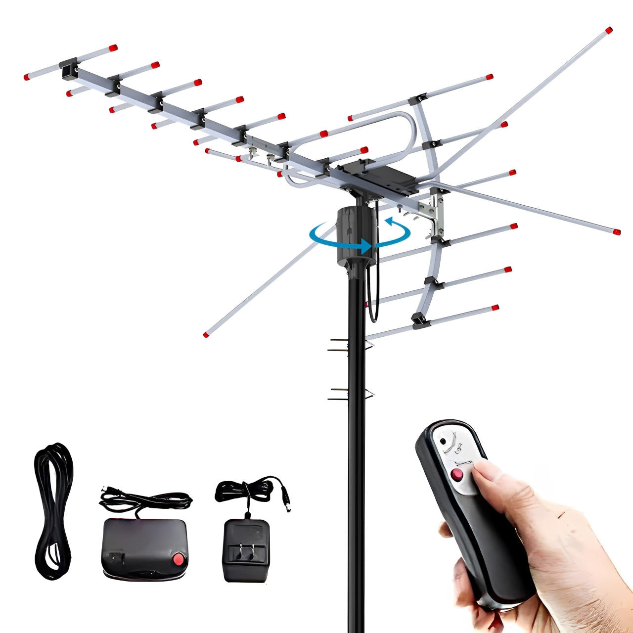 Extra Range 2025 Digital Outdoor HD TV Antenna with Full 360