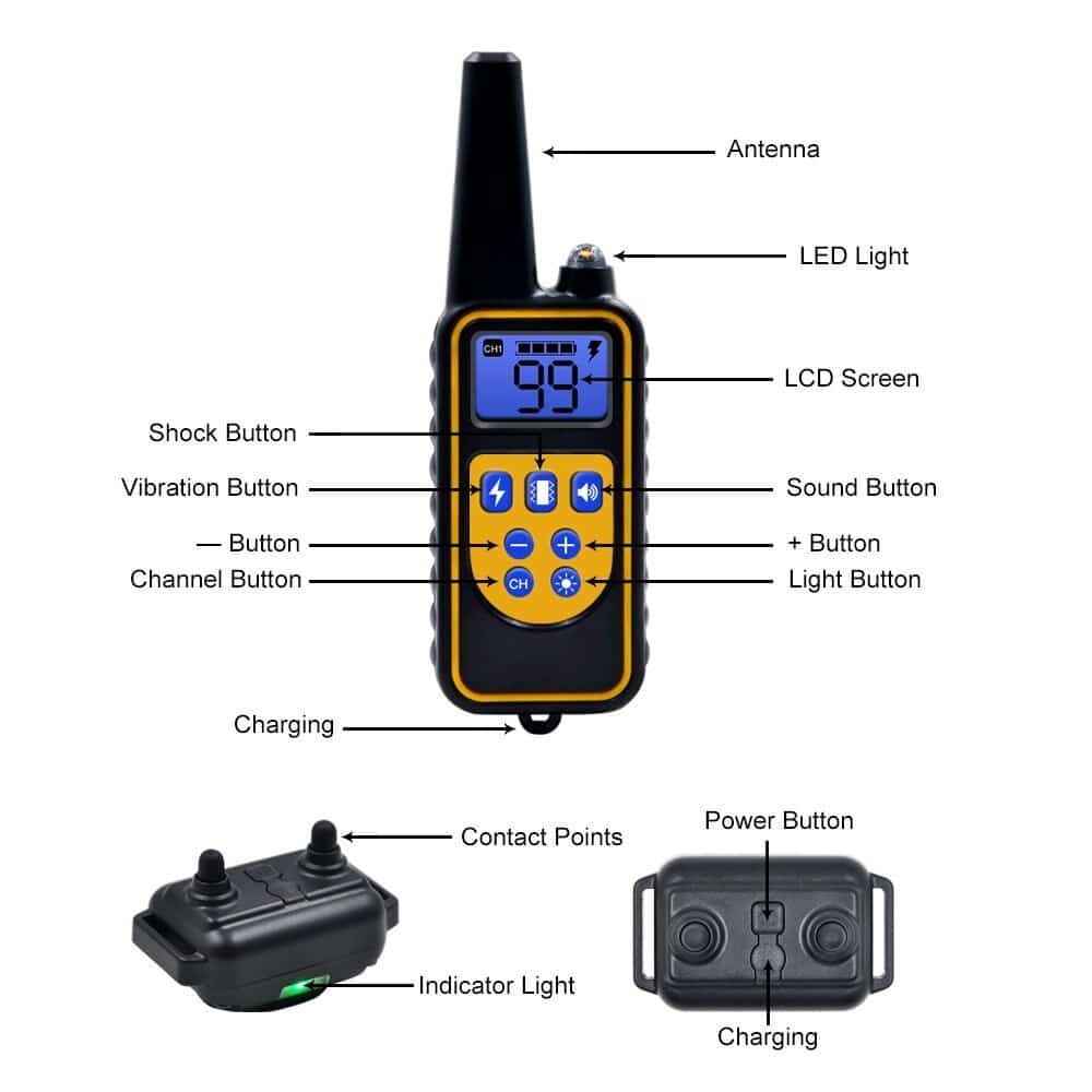Electric dog training collar 800M Range - detail