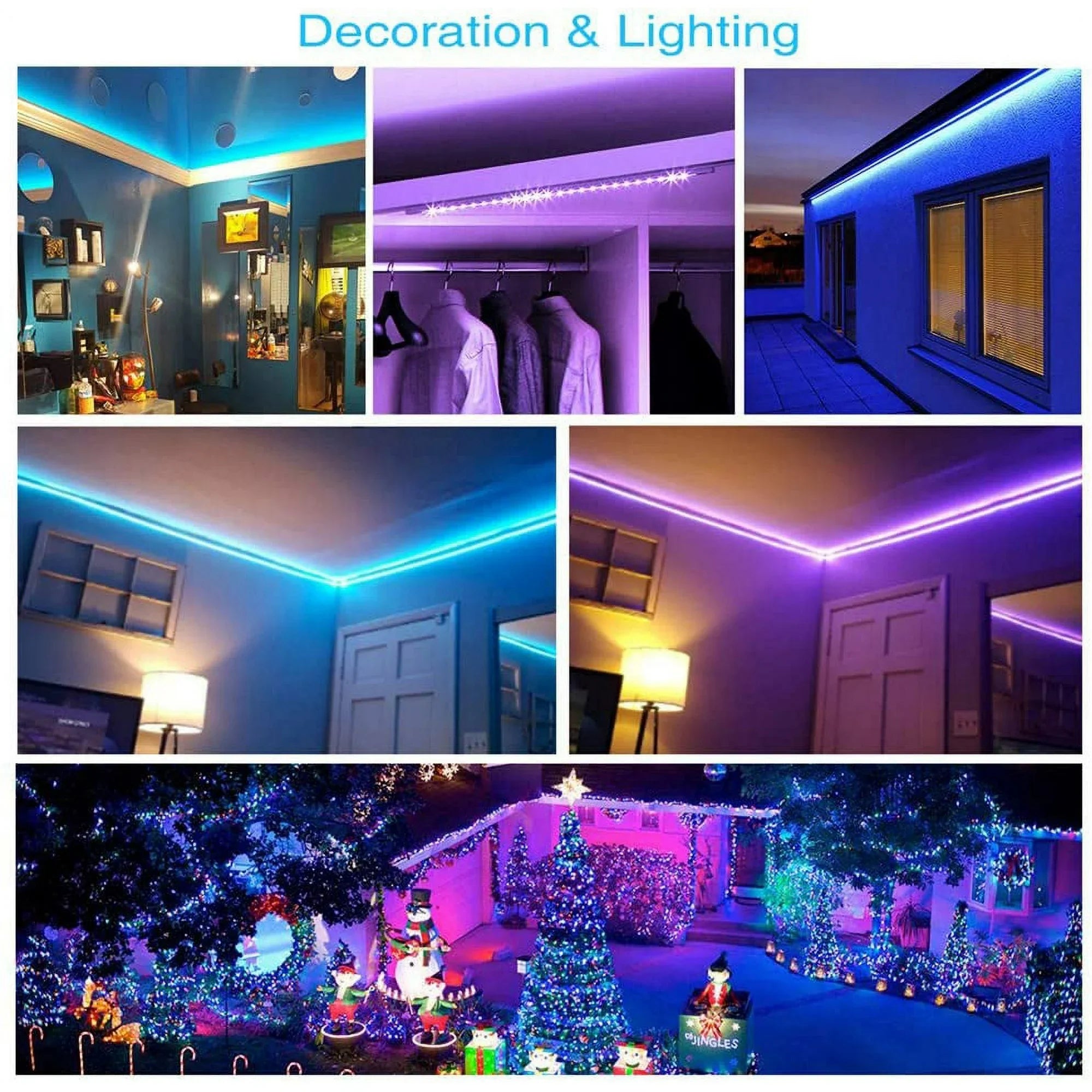 32ft LED Strip Light - Flexible RGB Color Changing Tape Light with - alternate angle