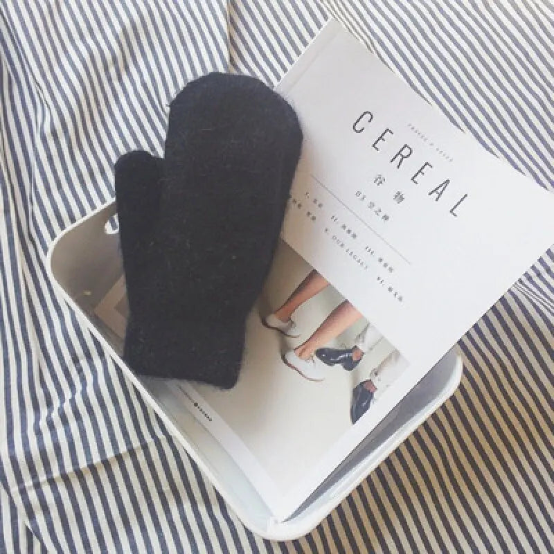 Cashmere Knit Mittens Winter for Women - detail