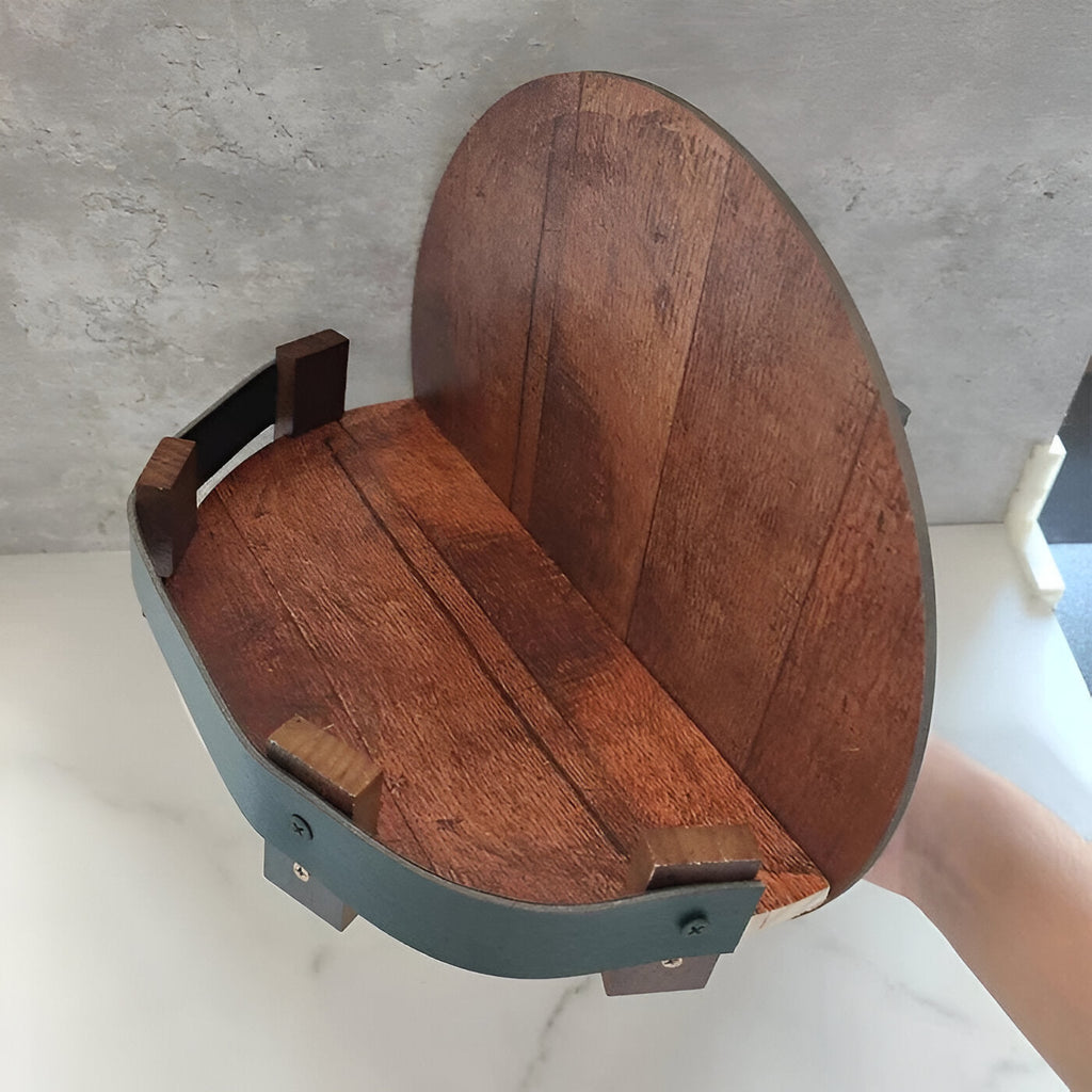Bourbon Whiskey Barrel Shelf - Rustic Bar Accessories - alternate angle