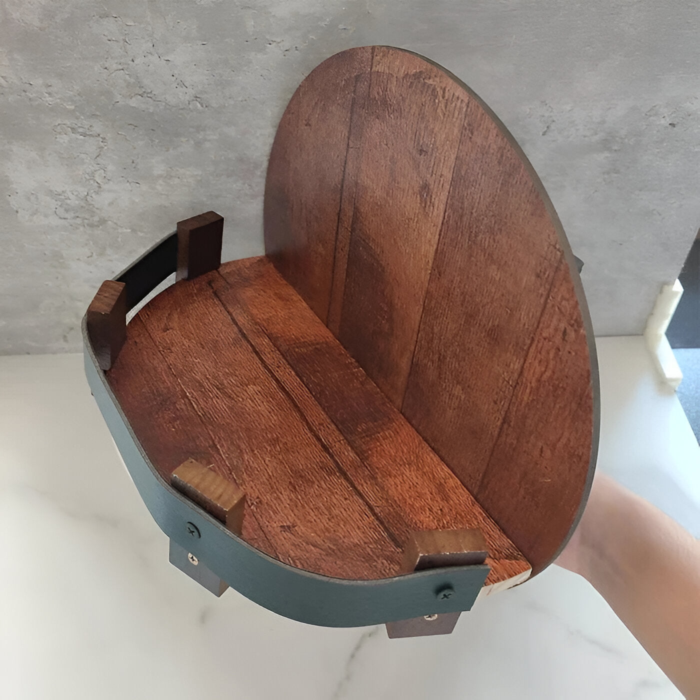 Bourbon Whiskey Barrel Shelf - Rustic Bar Accessories - alternate angle