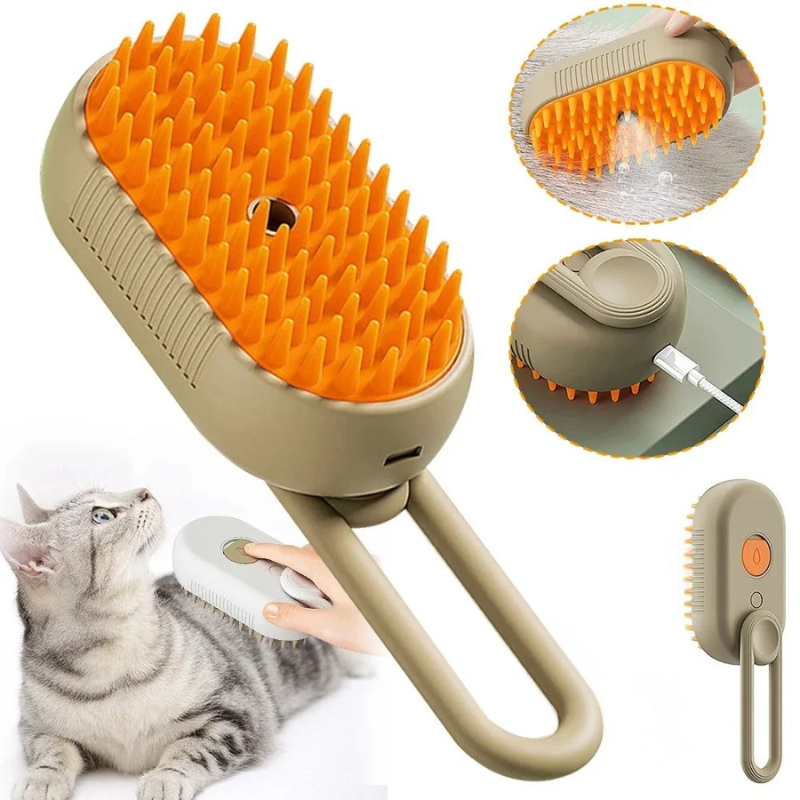 3-in-1 Pet Steam Grooming Brush - Steam, Brush & Massage Tool for Dogs and Cats