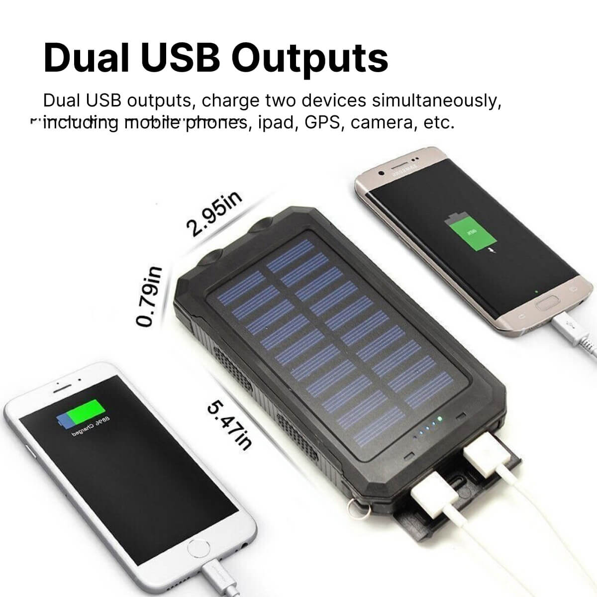 500,000 mAh Solar Power Bank with Dual USB Ports and Built-In - in use