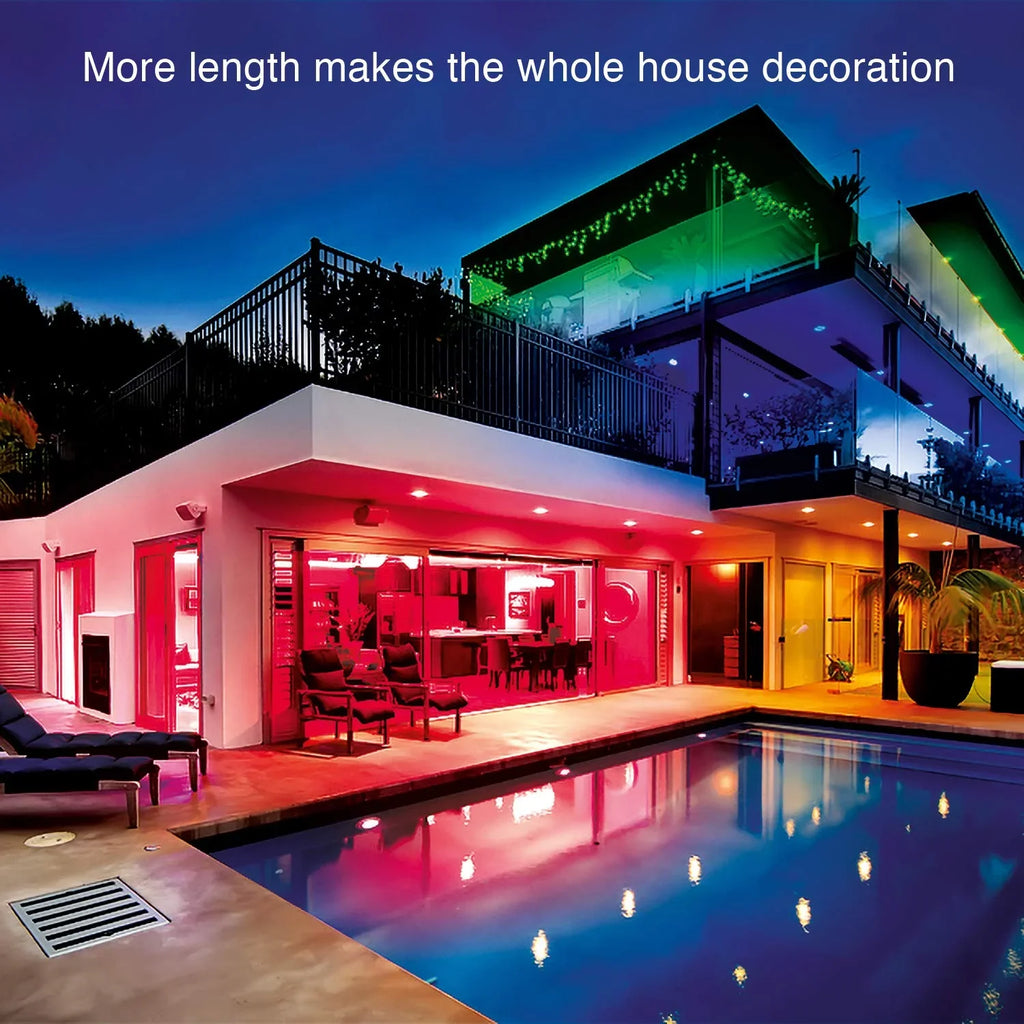 32ft LED Strip Light - Flexible RGB Color Changing Tape Light with - alternate angle