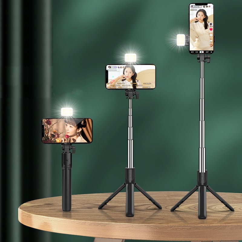 6-in-1 Bluetooth Selfie Stick with Tripod, Fill Light & Detachable