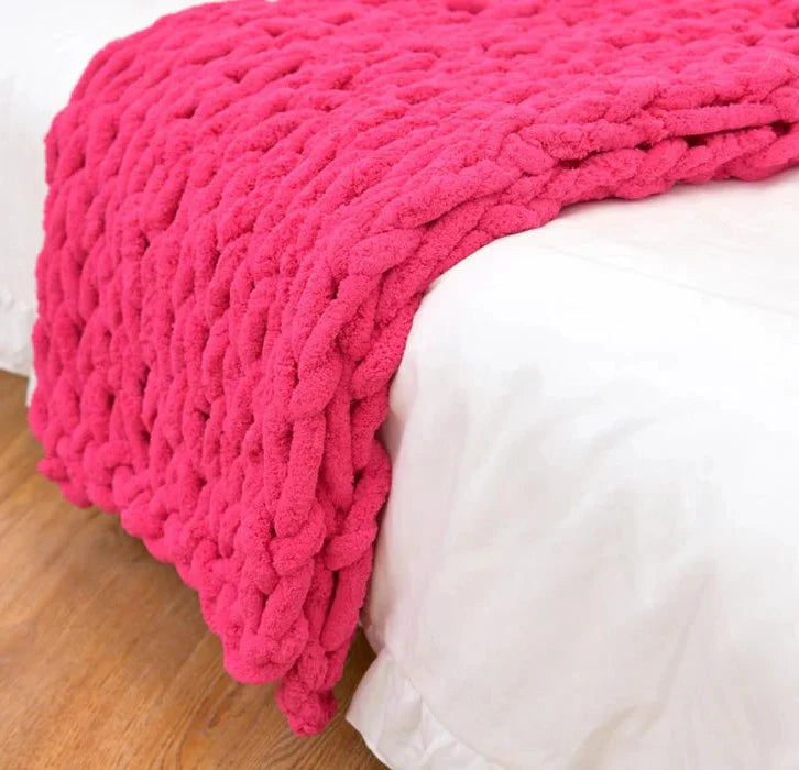 Chenille Chunky Knitted Blanket, Thick Cable Knit Throw for Couch Bed Sofa - detail