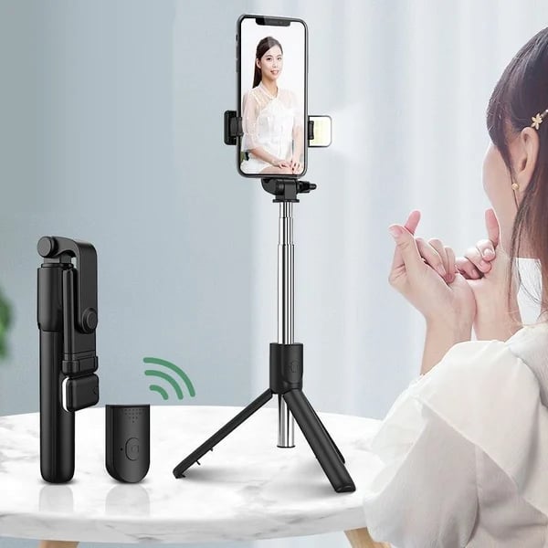 6-in-1 Bluetooth Selfie Stick with Tripod, Fill Light & Detachable - detail