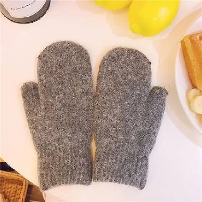 Cashmere Knit Mittens Winter for Women - in use