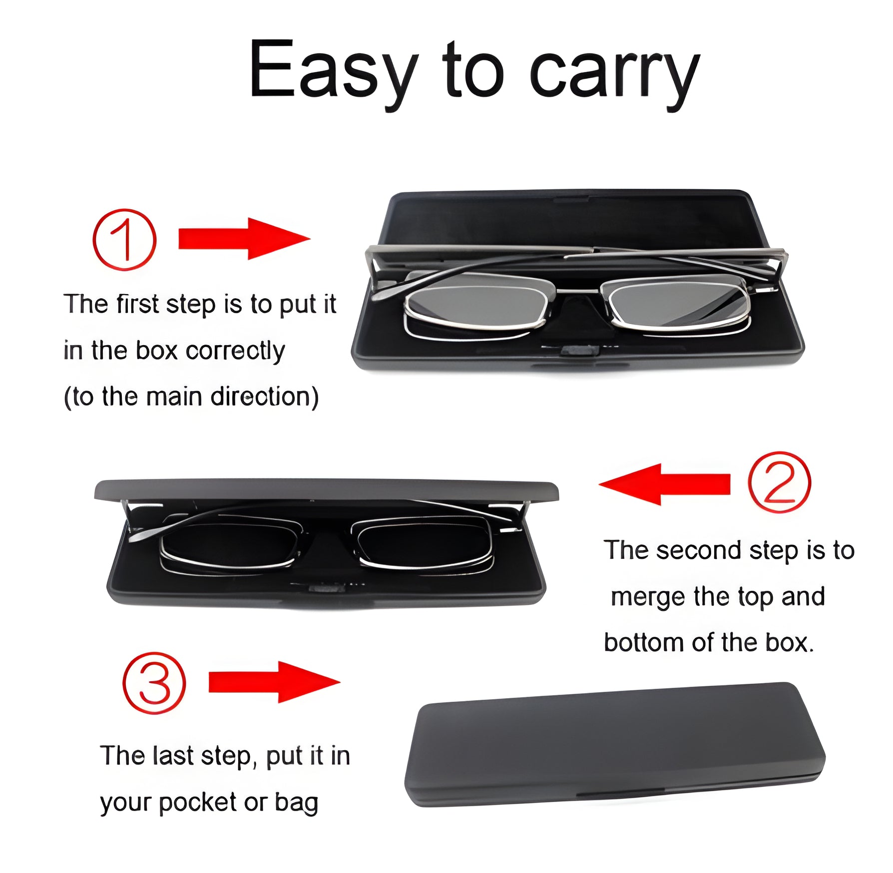 Compact Mens & Ladies Folding Reading Glasses - alternate angle
