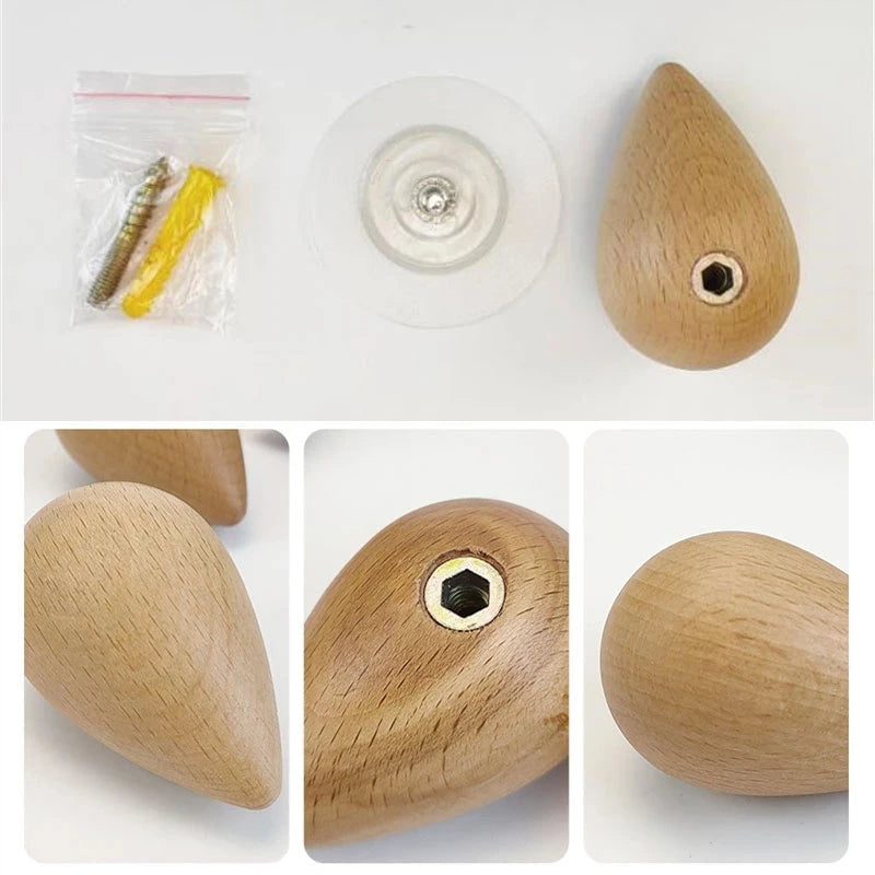 Beech Wood Water Drop Wall Coat Holder - in use