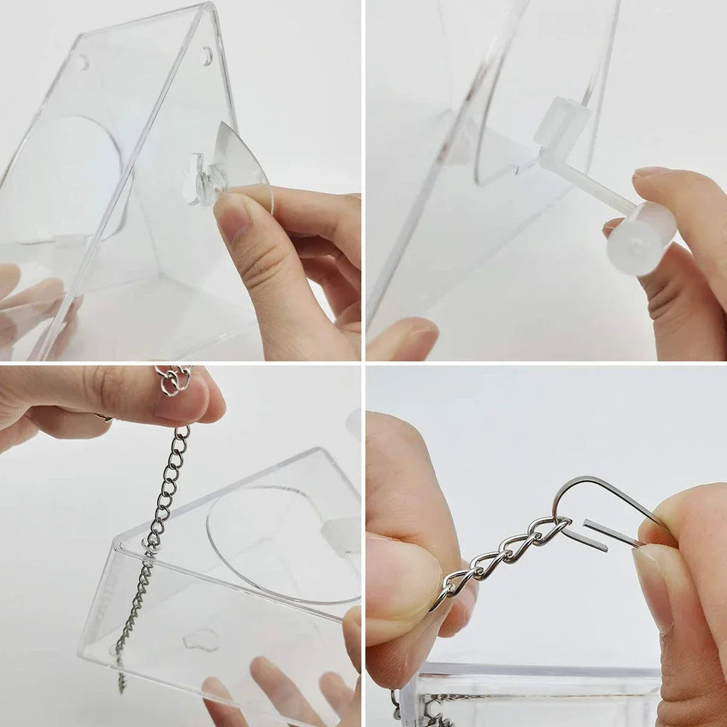 Clear Acrylic Hanging Bird Feeder for Outdoor Garden - detail