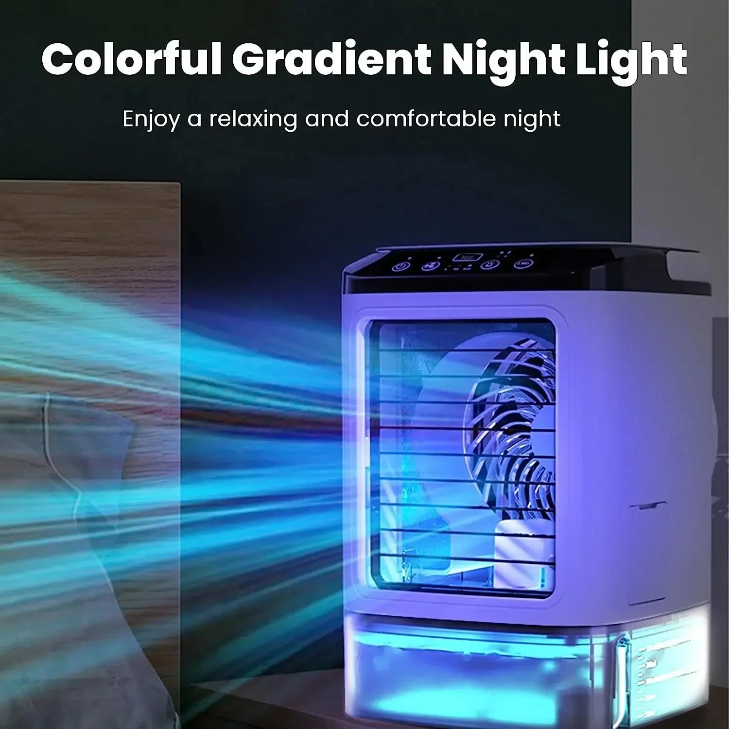3-Speed Portable Mini Air Conditioner with Ultrasonic Cooling - in use