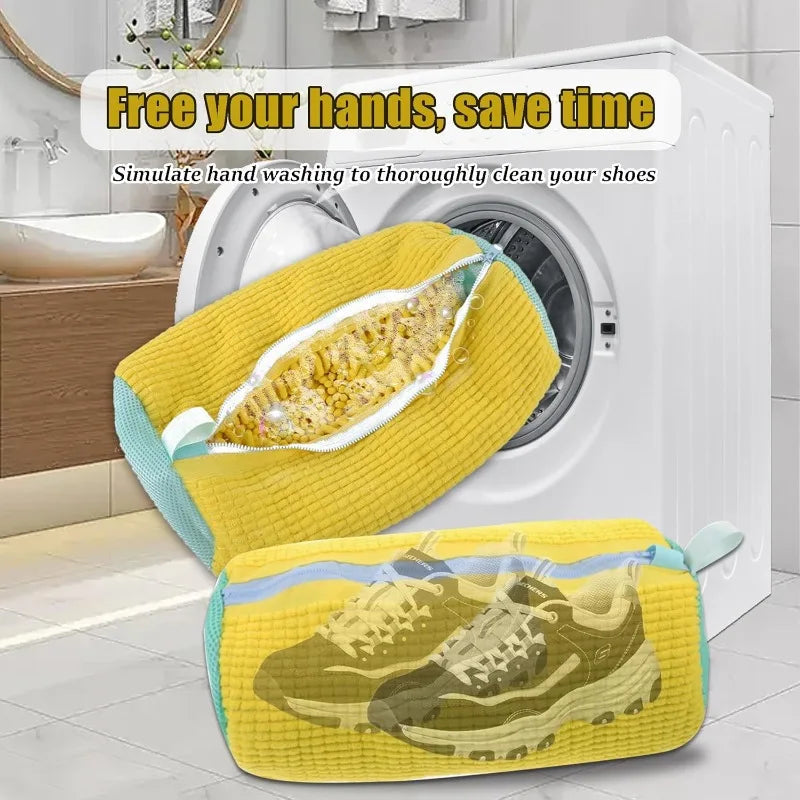 2Pcs Shoes Washing Bag for Laundry - in use