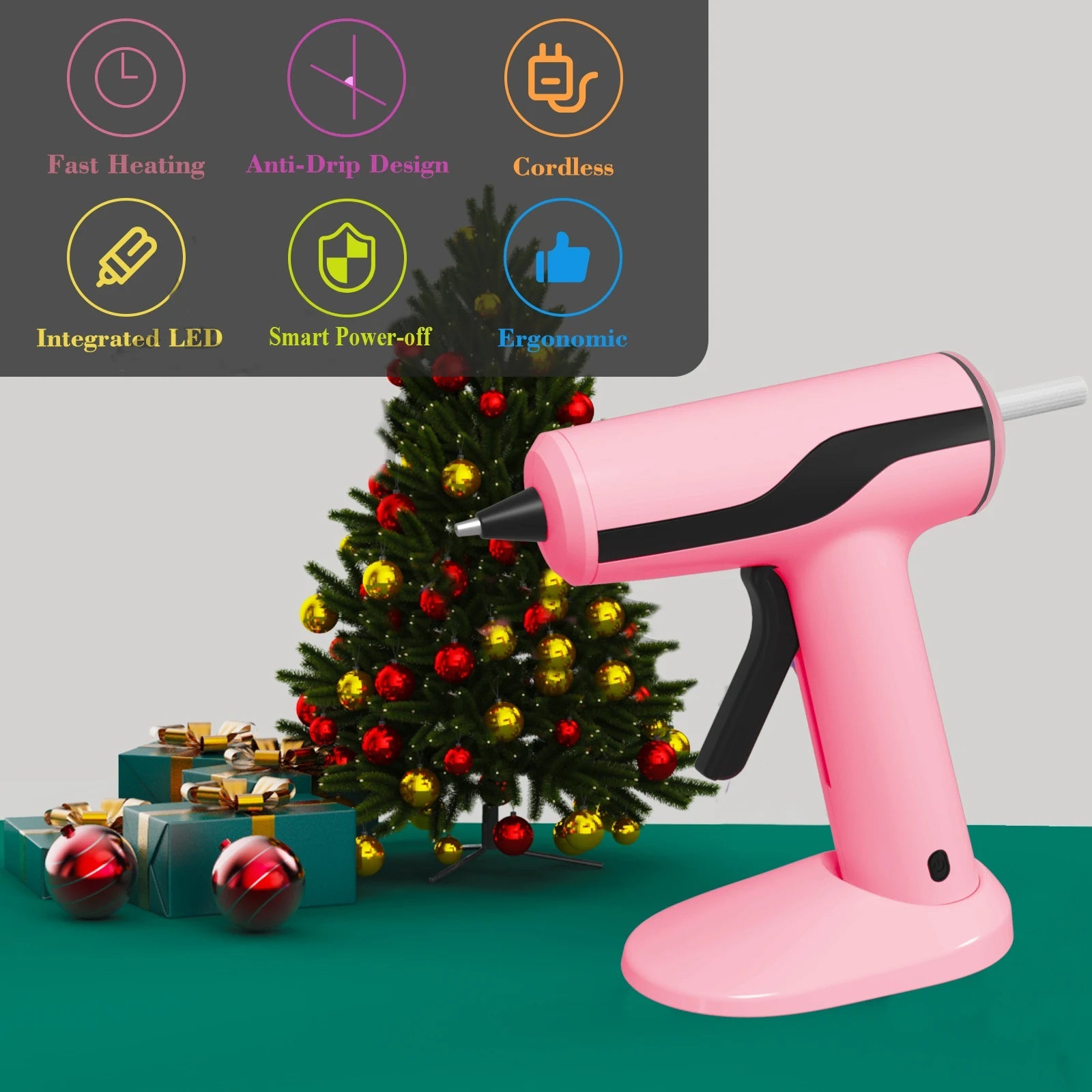 Cordless Hot Glue Gun Kit (Pink) - alternate angle