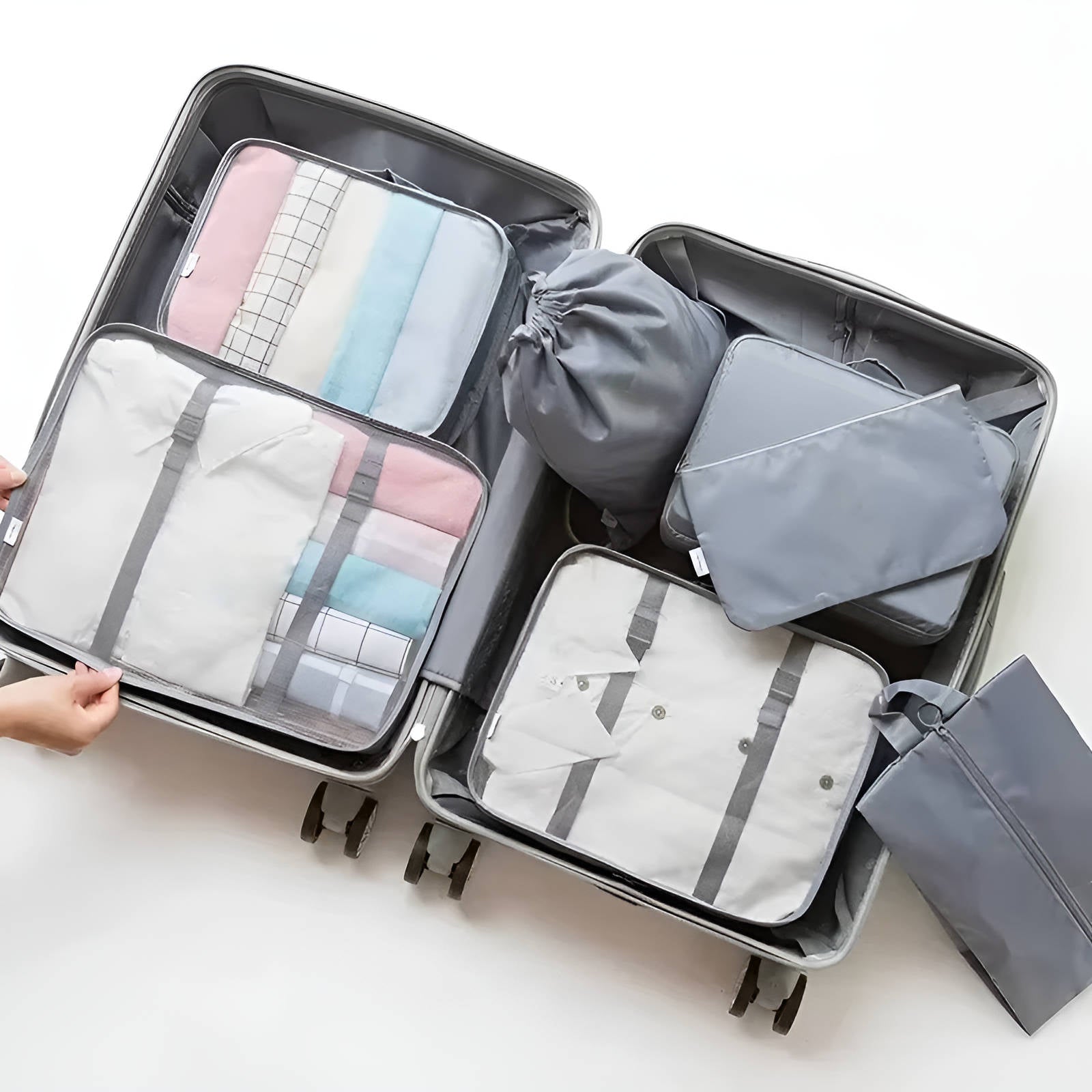 7-Piece Cotton Packing Cube Set for Travel - alternate angle