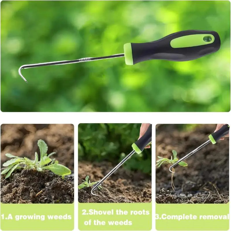 Heavy-Duty Ergonomic Weed Puller Tool - in use