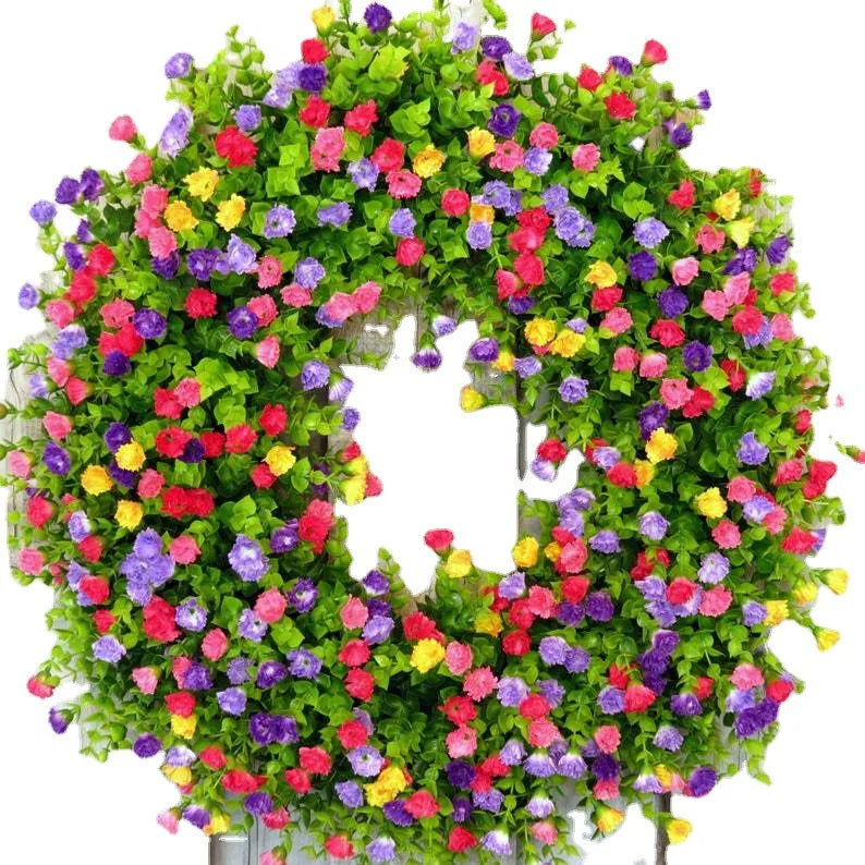 Artificial Colorful Wildflower Spring Wreath - alternate angle