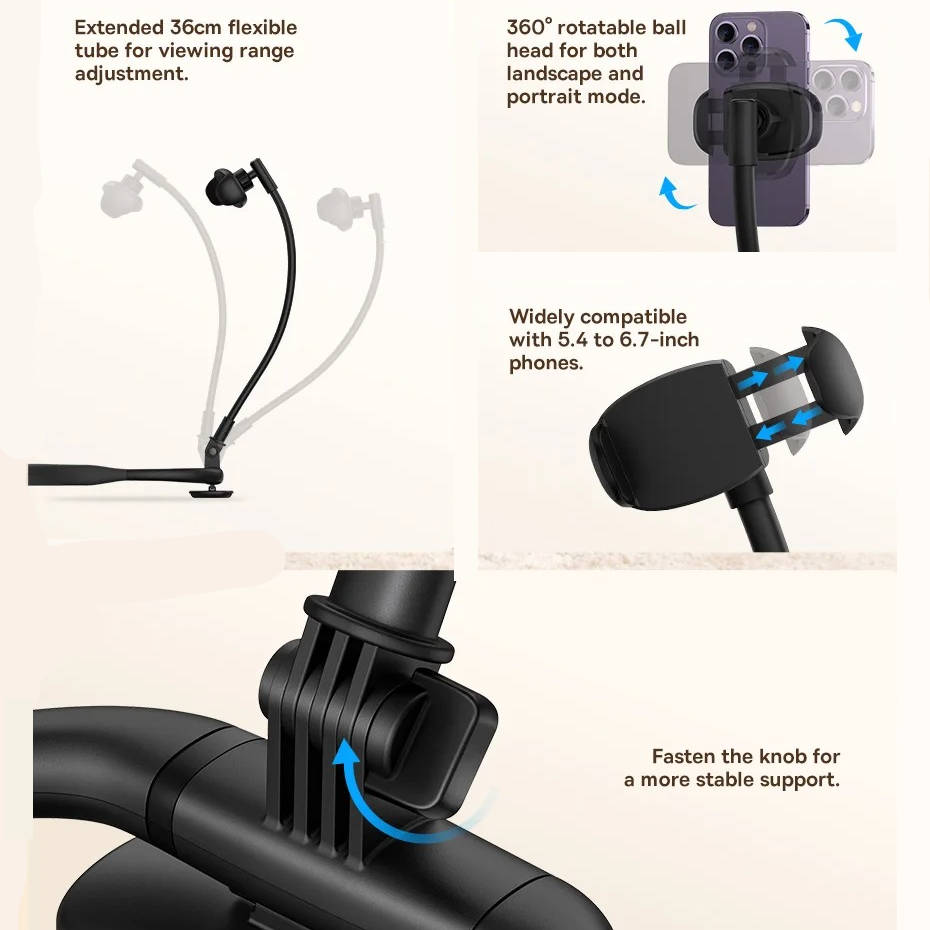 Adjustable Cell Phone Holder For Desk Bed And Mattress - alternate angle