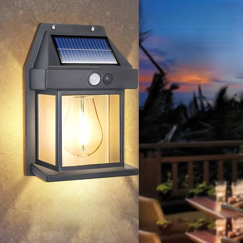 Solar Motion Sensor Wall Lanterns (2 Pack) - alternate angle