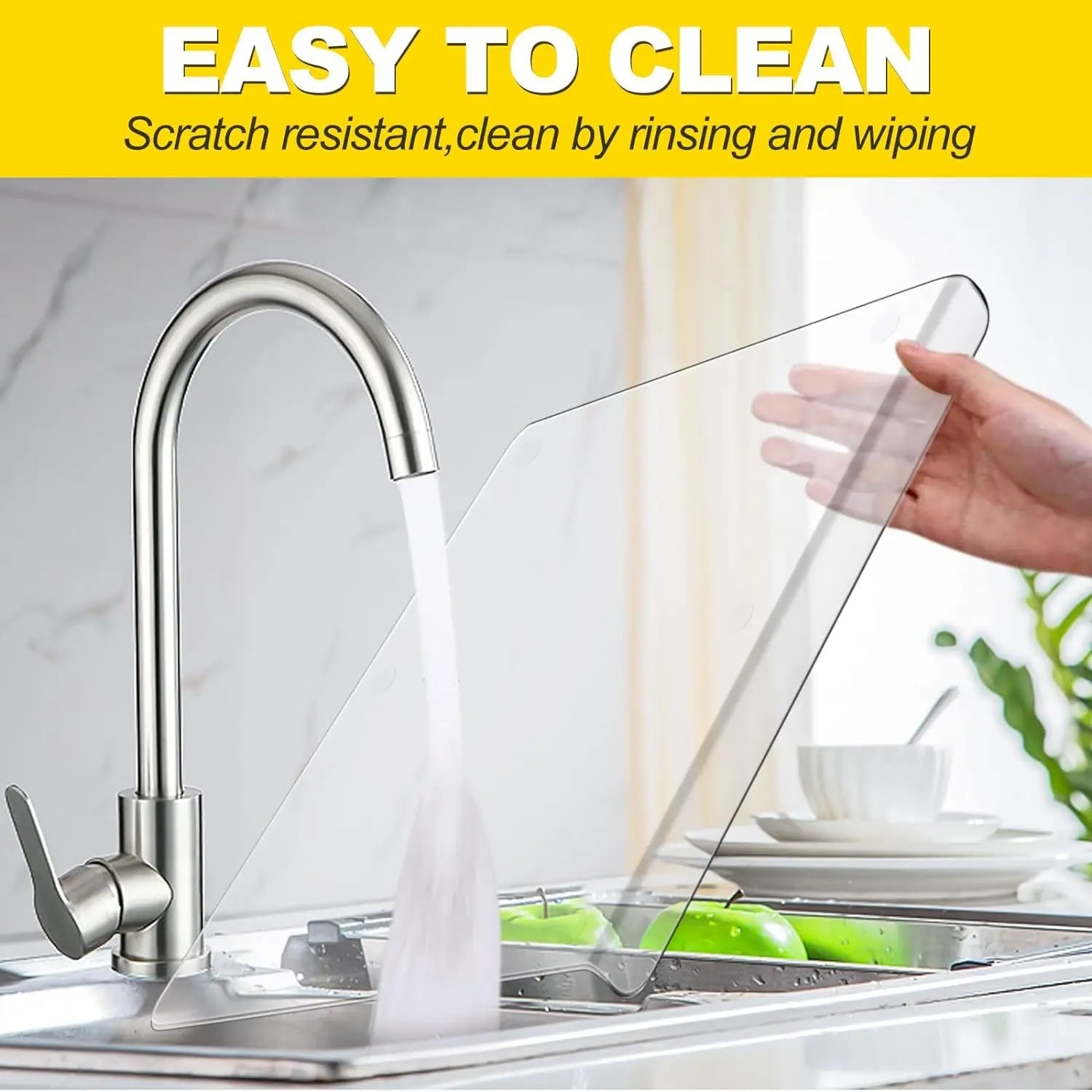 Clear Acrylic Cutting Board with Counter Lip - in use