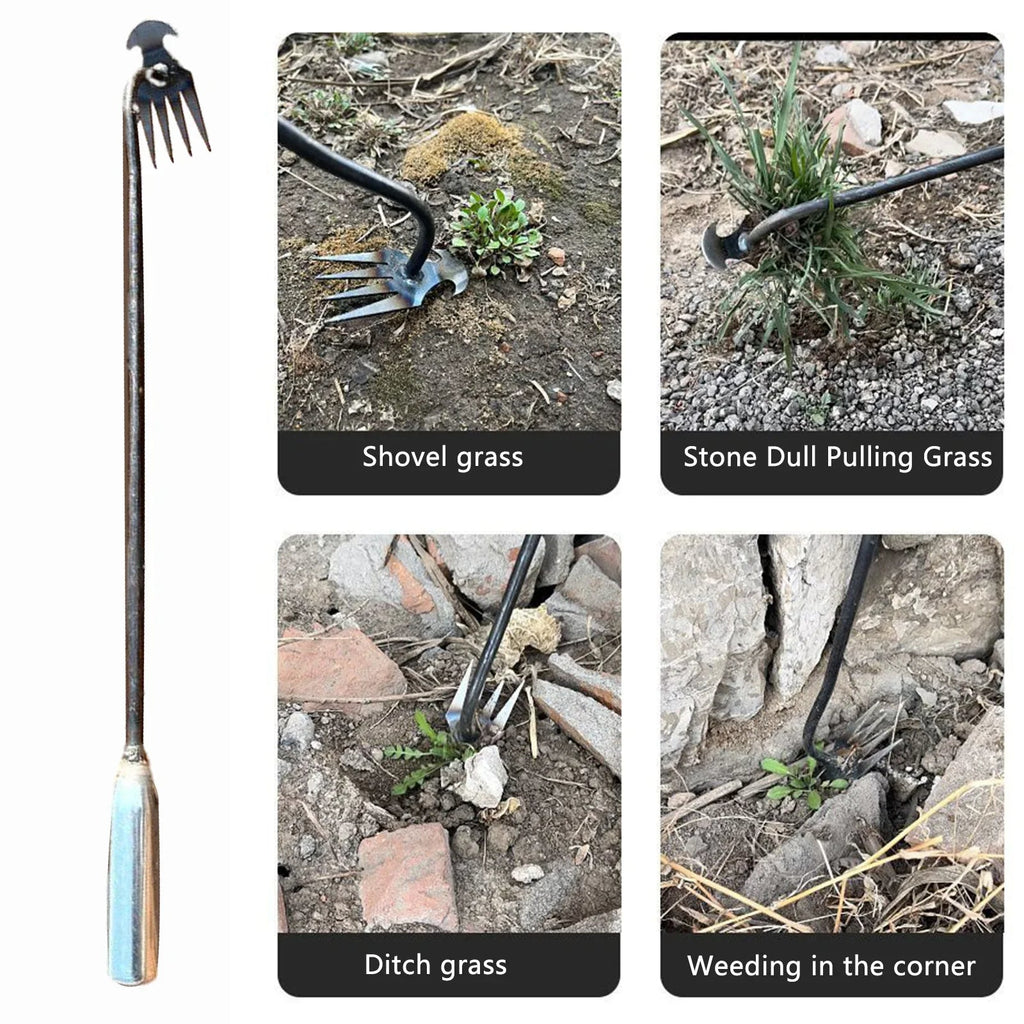 Crescent Weeder Tool with Long Handle - alternate angle