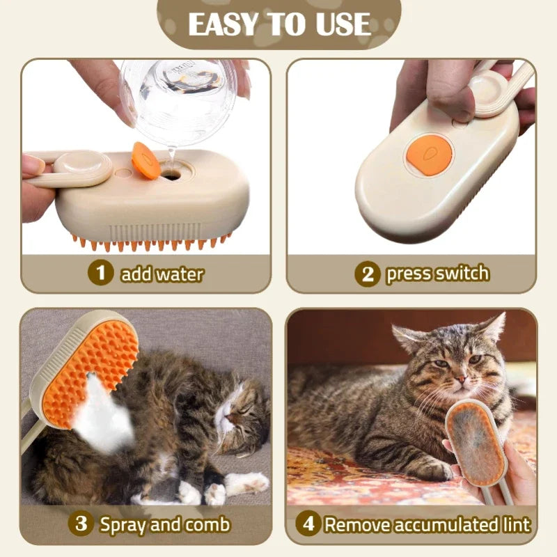 3-in-1 Pet Steam Grooming Brush - Steam, Brush & Massage Tool for Dogs and Cats - detail
