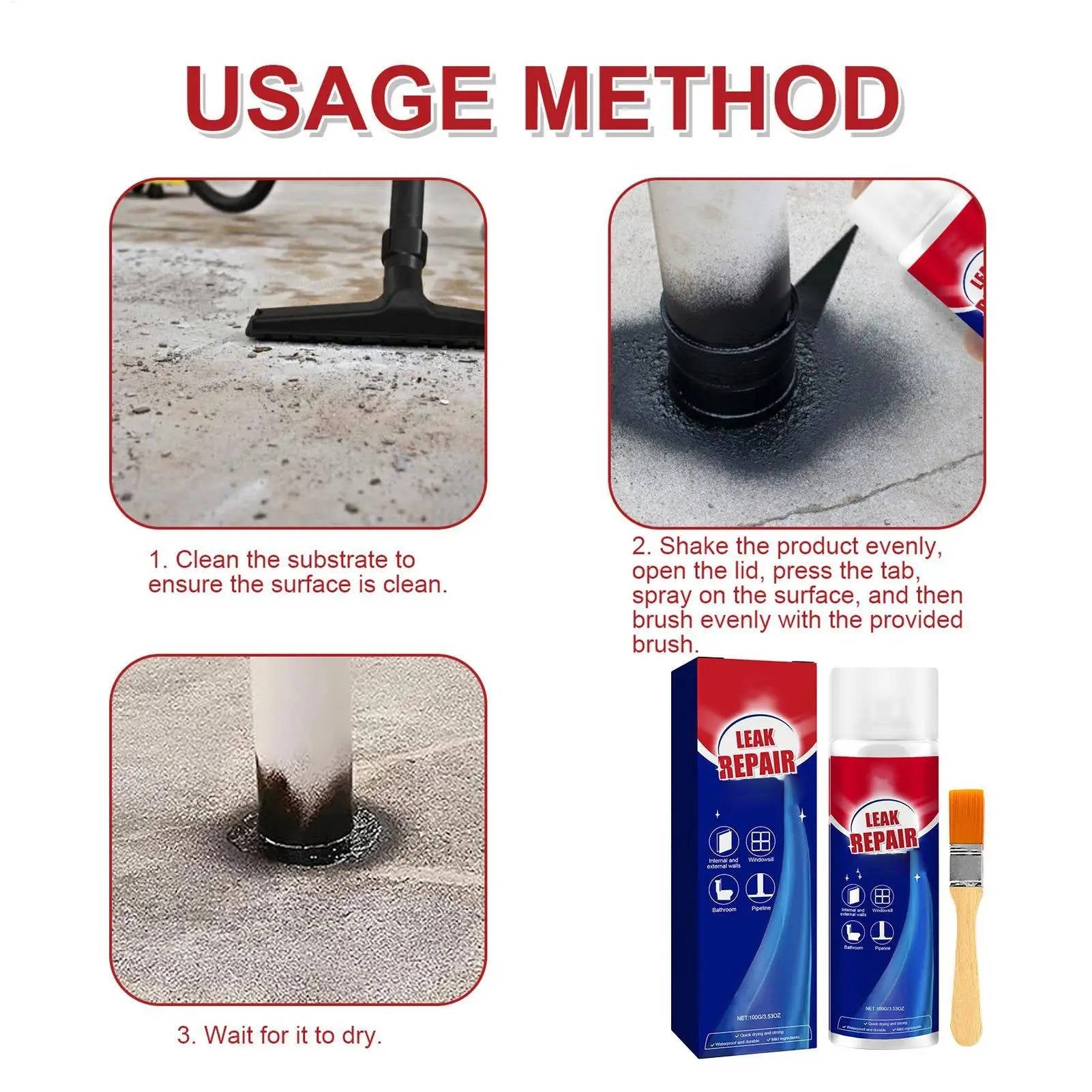2-Pack All-Purpose Waterproof Sealant Spray with Brushes - alternate angle