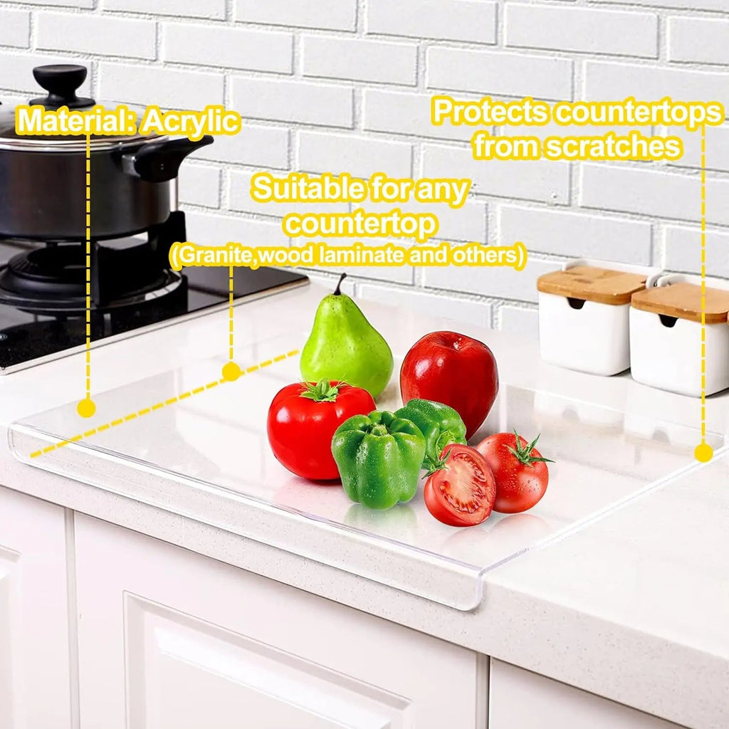 Clear Acrylic Cutting Board with Counter Lip - detail