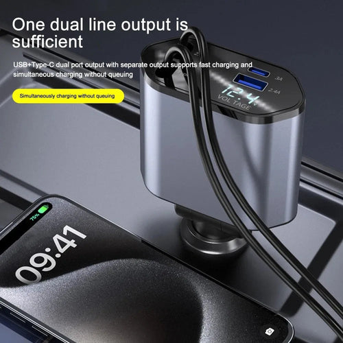 120W Retractable Car Charger - alternate angle