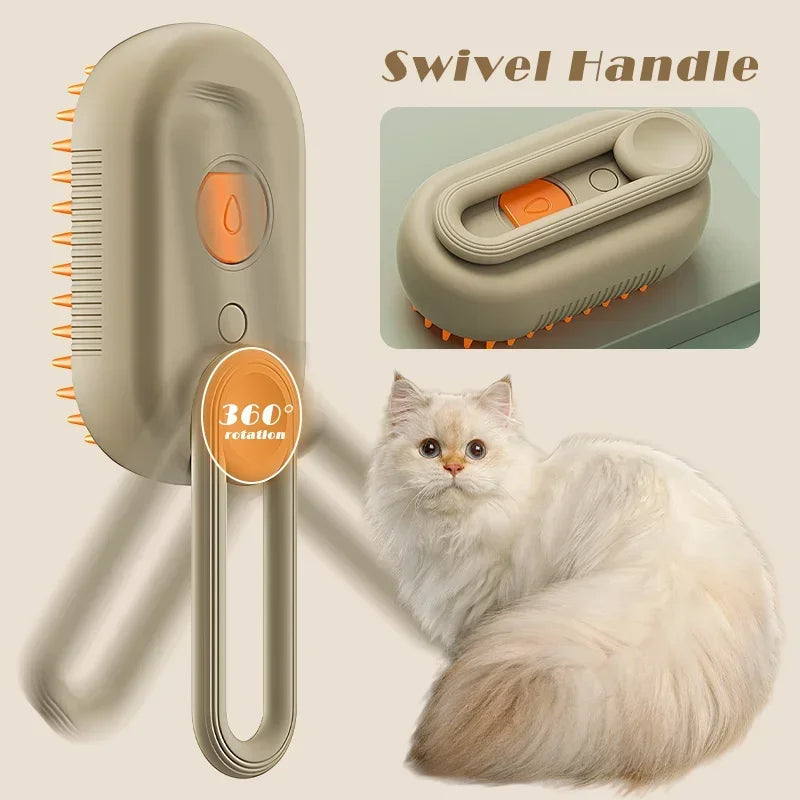 3-in-1 Pet Steam Grooming Brush - Steam, Brush & Massage Tool for Dogs and Cats - alternate angle