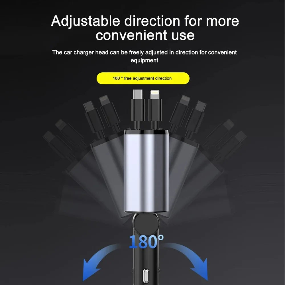 120W Retractable Car Charger - detail