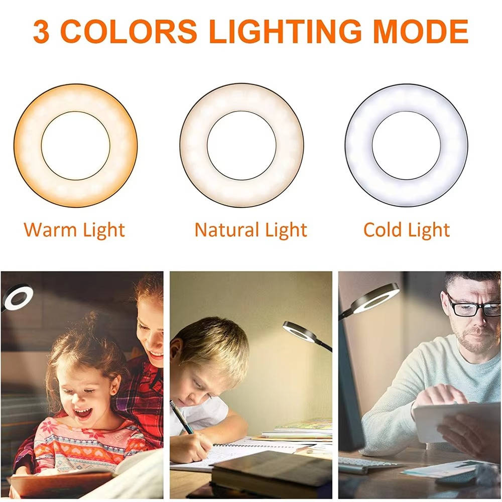 Clamp on Desk Lamp 360 degrees Flexible Eye Friendly - in use