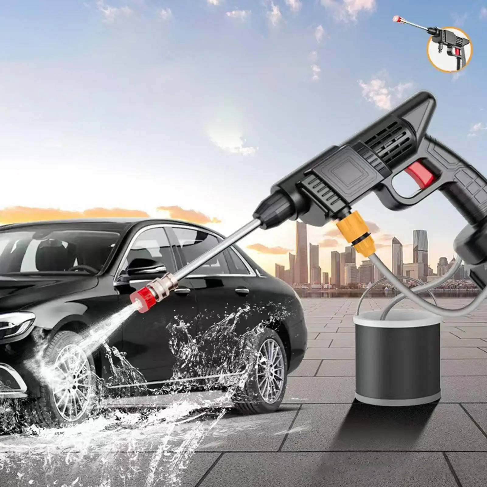 Cordless Portable High Pressure Spray Water Gun Set | Ideal for - alternate angle