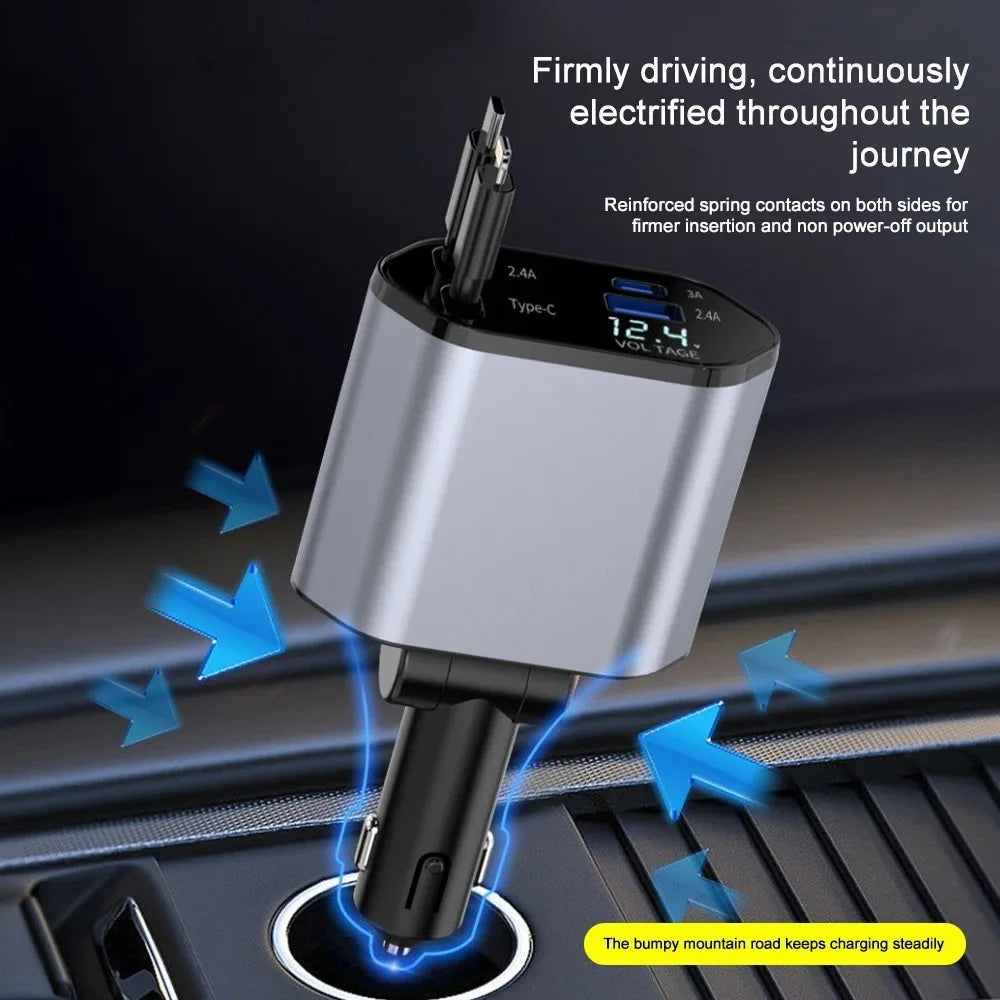 120W Retractable Car Charger - in use