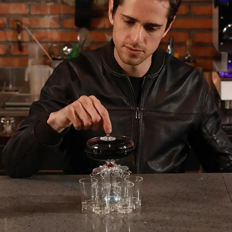 6-Shot Acrylic Drink Dispenser with Magnetic Gyro - alternate angle