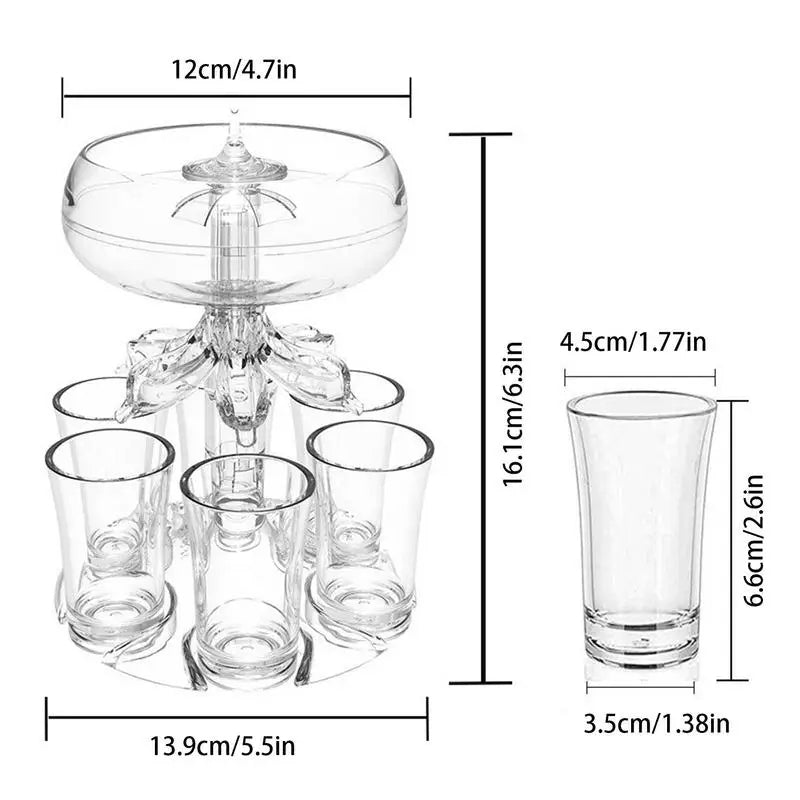 6-Shot Acrylic Drink Dispenser with Magnetic Gyro - detail