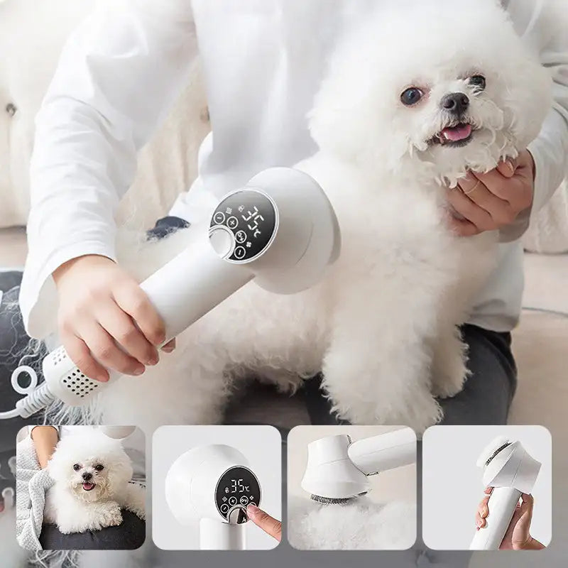 2-in-1 Pet Hair Dryer and Grooming Slicker Brush - alternate angle