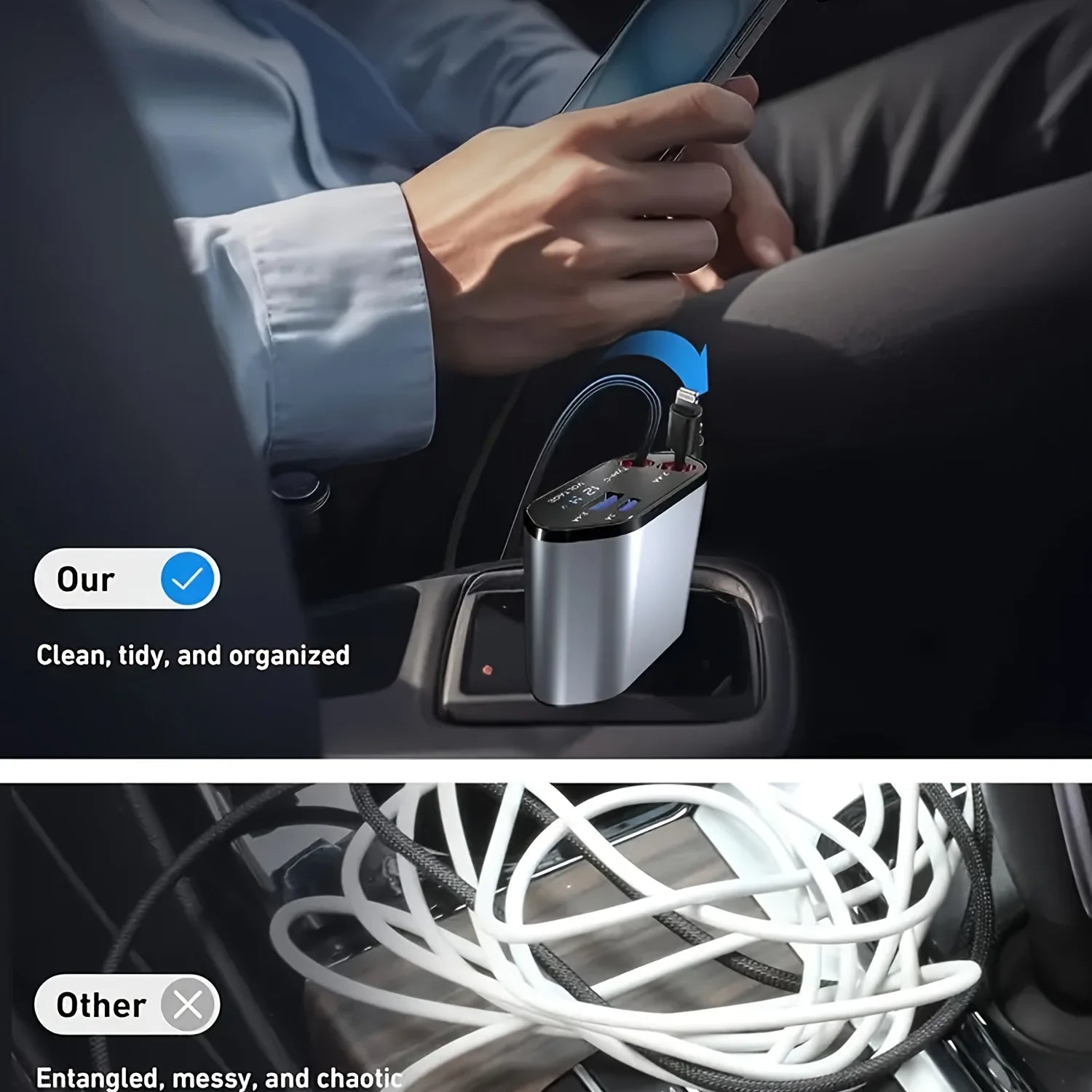120W Retractable Car Charger - alternate angle