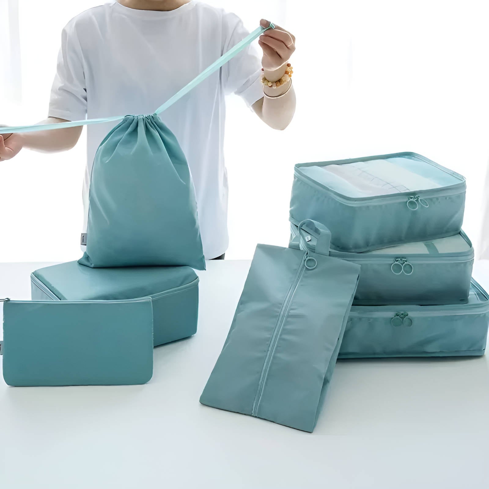 7-Piece Cotton Packing Cube Set for Travel