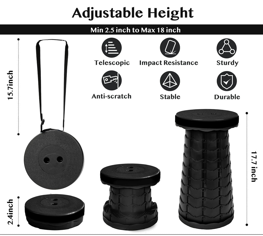 Collapsible Folding Telescopic Stool - alternate angle