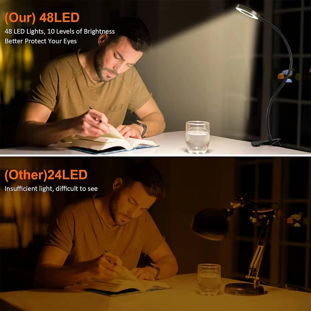 Clamp on Desk Lamp 360 degrees Flexible Eye Friendly - alternate angle
